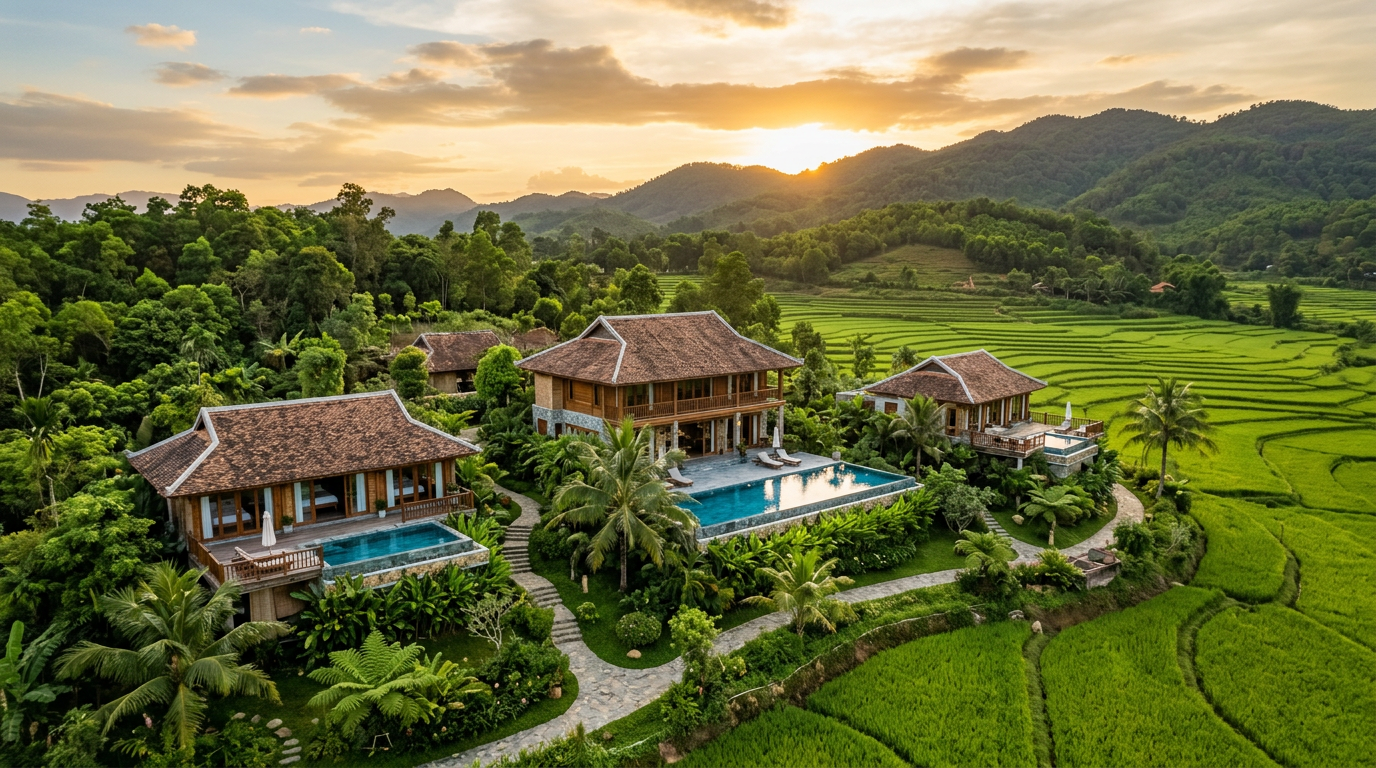 Ba loại cơ sở lưu trú: villa homestay Đà Lạt, khách sạn thành phố và resort biển Phú Quốc